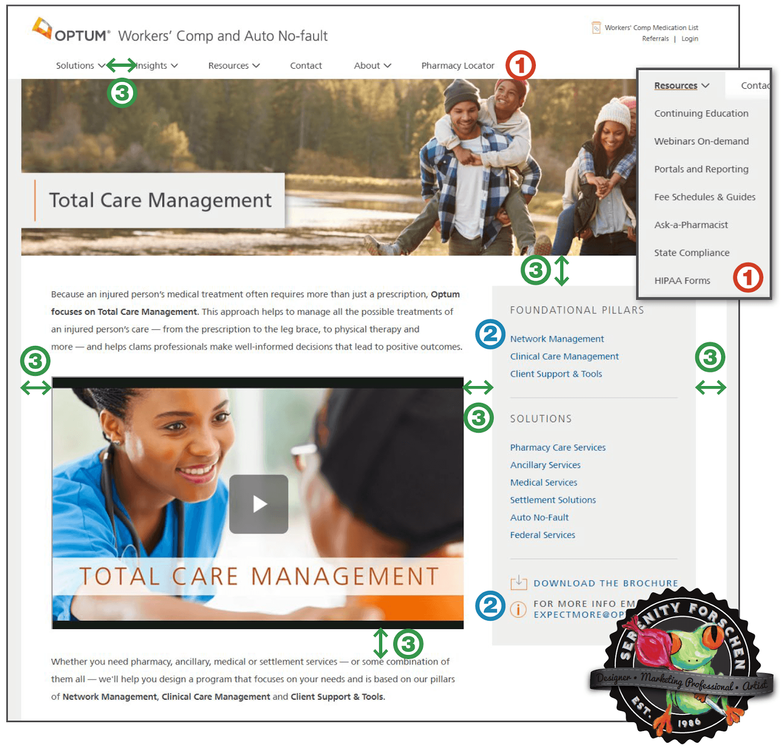 Optum website after state screenshot from the original case study