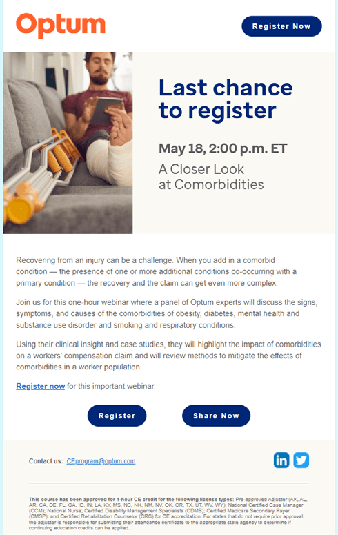 Optum CE last chance to register email